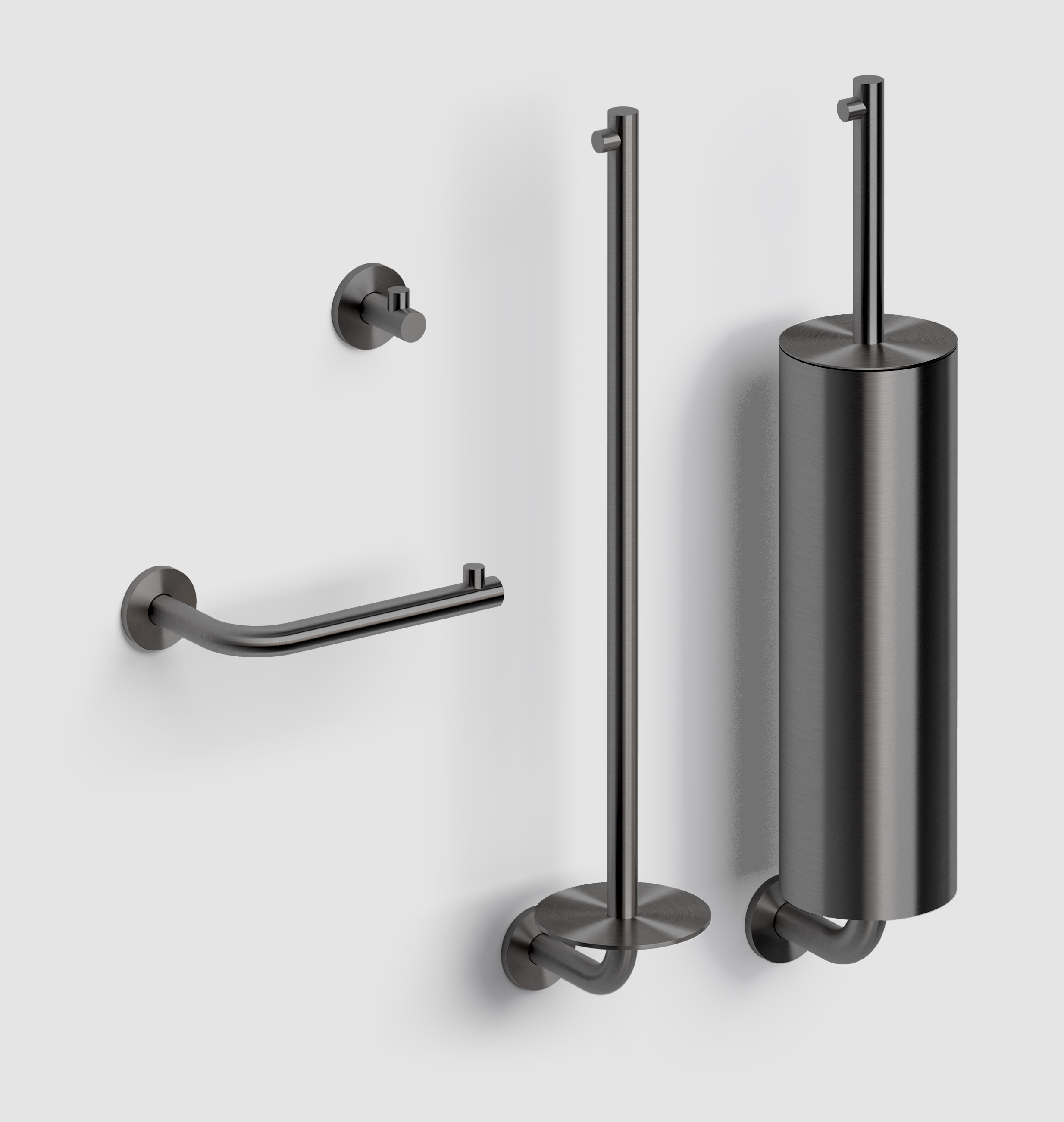 Clou Kaldur toilet accessoireset, gunmetal geborsteld PVD	