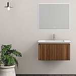 Wahlbach Aurelie badkamermeubelset 75 cm, 1 lade, wastafel, LED spiegel walnoot