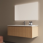 Wahlbach Aurelie badkamermeubelset 120 cm, 1 lade, wastafel, LED spiegel rood eiken 