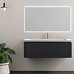 Wahlbach Aurelie badkamermeubelset 120 cm, 1 lade, wastafel, LED spiegel mat zwart