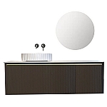 Wahlbach Milan badkamermeubelset 140 cm, 2 lades, topblad & wastafel, LED spiegel grijsbruin