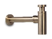 Blue Label Brondby messing design sifon 1 1/4", inclusief muurbuis, geborsteld goud