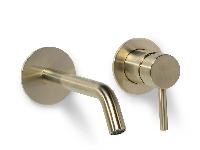 Blue Label Brondby inbouw wastafelkraan 18cm cold start incl. inbouwdeel geborsteld goud FK-0322-BB