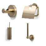 Blue Label Vida toiletset, toiletborstel, toiletrolhouder, reserverolhouder en haakje, geborsteld messing FK8001BB