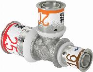Uponor S-Press Plus pers T-stuk verlopend 25x20x16mm 1070575