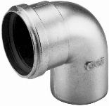 Solar Plus Alu-fix, enkelwandig rookgas, bocht, aluminium, steekeind 100mm, mof 104.5mm, lengte 95/95mm
