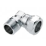 Bonfix Knelfitting, messing, knie koppeling 90gr, 12mm x 3/8" vernikkeld (knel x buitendraad)
