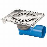 van den Berg RVS vloerput universeel 150x150mm onder,- / zijuitloop = 50mm 12915