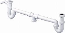 McAlpine dubbele gootsteenafvoer centrisch met sifon + WMA1 1/2" x40mm, verstelbaar, PP wit 0055370