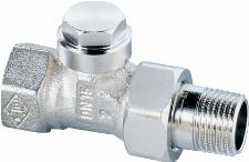 Heimeier voetventiel, brons, 3/8" (10), recht, staartstuk/binnendraad, vernikkeld, bediening: schroefgleuf