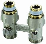 Solar Plus Simplex, H-onderblok, recht, messing, vernikkeld, 1/2" buitendraad, 1/2", tweepijp, hartafstand 50mm, lengte 61mm