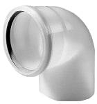 Ubbink enkelwandig rookgas bocht kunststof steekeind 80mm mof 90mm wit RAL9010 0123060