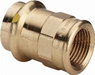 Viega Profipress rechte koppeling, schroefbus 22mm x 3/4", brons, gas (pers x binnendraad)