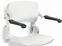 Linido douchezitting opklapbaar met rugleuning en armleggers kunststof wit (RAL9010) LI2203.2006-02