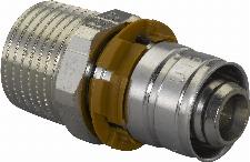 Uponor S-press, fitting, recht, 1-delig, hoek 0, aansluiting 1: 14mm persmof, aansluiting 2: 14mm buitendraad