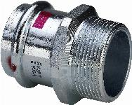 Viega Prestabo rechte koppeling, puntstuk, 15mm x 1/2", staal (pers x buitendraad)