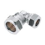 Bonfix Knelfitting, messing, knie koppeling 90gr verlopend, 15 x 12mm vernikkeld (knel x knel)