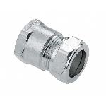 Bonfix Knelfitting messing rechte koppeling schroefbus 15mm x 1/2" vernikkeld (knel x binnendraad) 82581AN