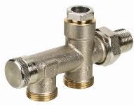 Danfoss zij- onderblok 2-pijps recht, afsluitbaar