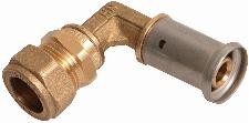 Henco knie koppeling 90gr, aansluitknie 20 x 22mm CU knel (pers x knel)