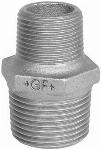 Georg Fisher 245 rechte koppeling, borstnippel 1 1/2" x 1" (buitendraad x buitendraad) zwart