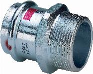 Viega Prestabo rechte koppeling, puntstuk, 22mm x 1/2", staal (pers x buitendraad)