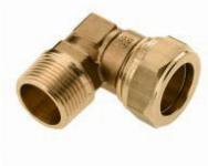 Bonfix Knelfitting, messing, knie koppeling 90gr, 15mm x 3/8" (knel x buitendraad)