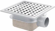 Van den Berg abs afvoerput 150 x 150 zijuitlaat met rvs rooster, hoogte 62/81 mm 617