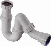 Walraven, McAlpine, Sifon, universeel, 1 1/2" x50mm, 150-245mm hoogte, PP, wit (voor wastafel, gootsteen of wasmachine afvoer)