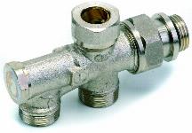 Comap onderblok 2-pijps recht 1/2" x M22 afsluitbaar h.o.h. 35 mm Sar 438922B