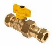 Bonfix gaskogelkraan, aansluiting 15mm knel x koppeling knel met Gastec keur