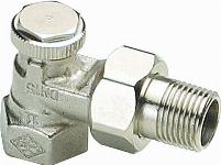 Heimeier voetventiel brons 3/8" (10) haaks staartstuk/binnendraad vernikkeld bediening: binnenzeskant 0355-01.000
