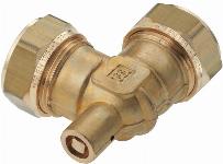 Bonfix Knelfitting, messing, knie koppeling 90gr met ontluchting, 22 x 22mm (knel x knel)