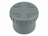 Wavin L-Eindstuk + schroefdeksel, PVC, EPDM, 40mm lengte, 50mm (laseind), grijs