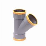 Wavin M-T-stuk, Wafix, 45° graden, PVC, SN8, 110mm x 110mm x 110mm (manchet, x manchet x manchet), grijs
