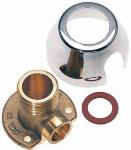 Bonfix Muurplaatkoppeling met verchroomde rozet, aansluitkoppeling, 3/4" x 15mm (buitendraad x capillair), messing, vernikkeld