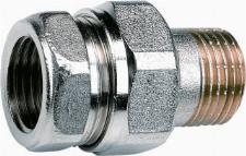 Comap 3-delige radiator koppeling 1/2" Recht, vernikkeld