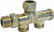Pentec 1/2" zij- onderblok instelbaar, 2-pijps. Buisaansluiting M22. Exclusief koppelingen. omgekeerd