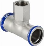Geberit Mapress, Overgang T-stuk, 90 graden, RVS 316, met CIIR afdichtring, 15mm x RP1/2" x 15mm (persmof x binnendraad x persmof)
