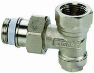 Solar Plus Simplex voetventiel, messing, 1/2" (15), haaks, buitendraad/buitendraad, vernikkeld
