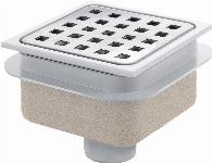 Van den Berg ABS afvoerput met RVS rooster 100 x 100 mm met onderuitlaat, hoogte 62 mm 612