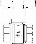 Oventrop Optibal kogelkraan, recht, DN25 x DN25, messing, klasse PN16, bediening handgreep 1077108