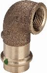 Viega Sanpress knie koppeling 90gr, 15mm x 1/2", brons (pers x binnendraad)