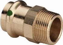 Viega Profipress rechte koppeling, puntstuk 15mm x 1/2", brons (pers x buitendraad)