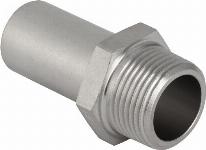 Geberit Mapress, Overgang, recht, 1-delig, RVS 316, met CIIR afdichtring, 15mm x R1/2" (schuifeind x buitendraad)