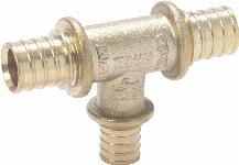 Rehau Rautitan LX fitting messing T-stuk, 16 x 12 x 16mm (schuif x schuif x schuif) 11680281001