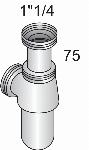 Solar bekersifon 5/4"x32mm zonder muurbuis, chroom
