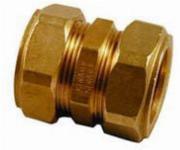 Solar Knelfitting, messing, rechte koppeling, verloop sok 12 x 10mm (knel x knel)