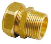Solar Knelfitting, messing, rechte koppeling puntstuk 28mm x 1" (knel x buitendraad)