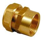 Solar Knelfitting, messing, rechte koppeling schroefbus 22mm x 1" (knel x binnendraad)